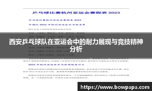 西安乒乓球队在亚运会中的耐力展现与竞技精神分析